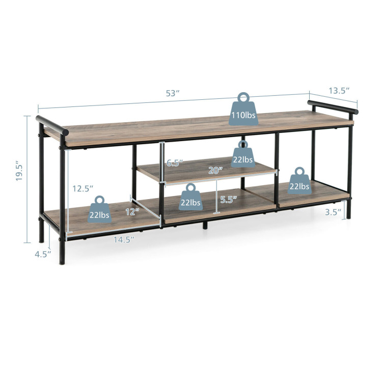 Industrial TV Stand for TVs up to 60 Inch with Storage Shelves-NaturalCostway Gallery View 4 of 10